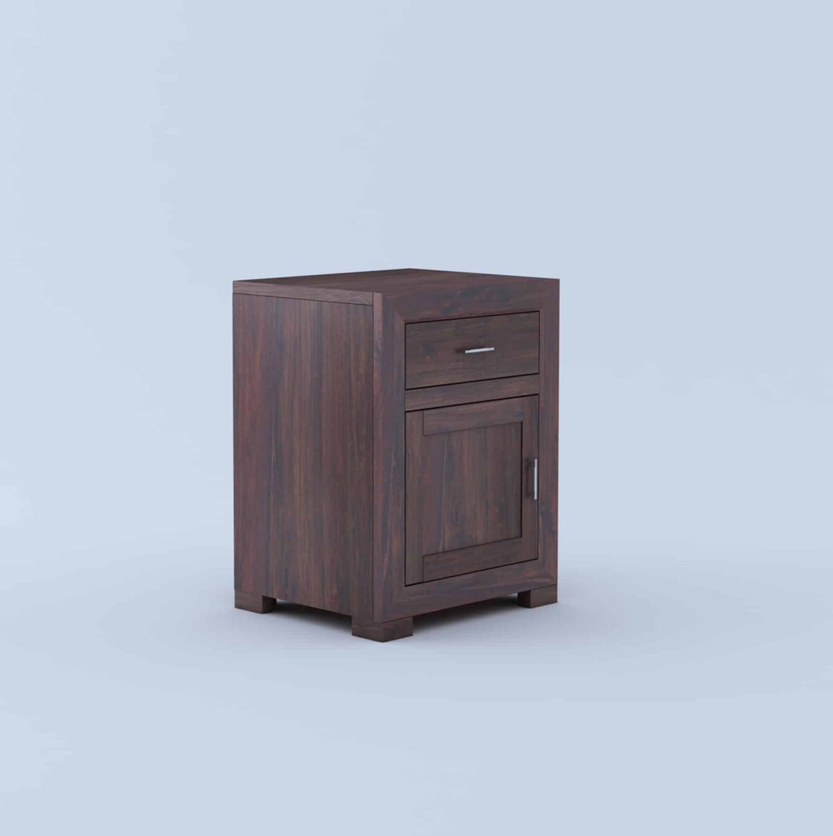 Trace Solid Sheesham Wood Bedside With Drawer and Door Storage - 1 Year Warranty