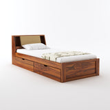 Mayor Solid Sheesham Wood Single Bed With Headboard and Drawer Storage - 1 Year Warranty