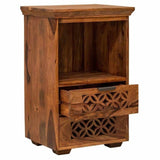 Jodhpur Solid Sheesham Wood Bedside Table  With Storage - 1 Year Warranty