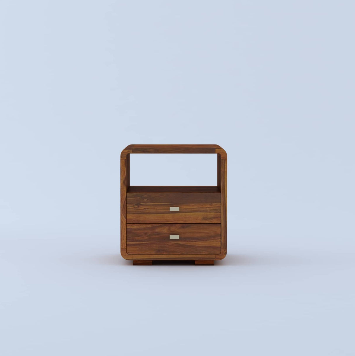 Mega Solid Sheesham Wood Bedside Table With Two Drawer Storage - 1 Year Warranty