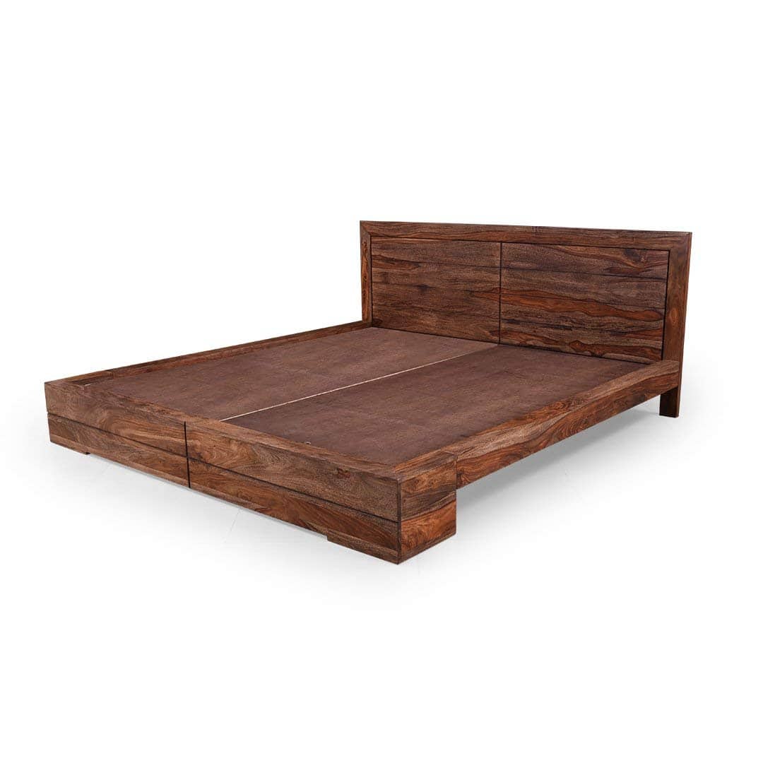 Live Solid Sheesham Wood Edge Bed - 1 Year Warranty