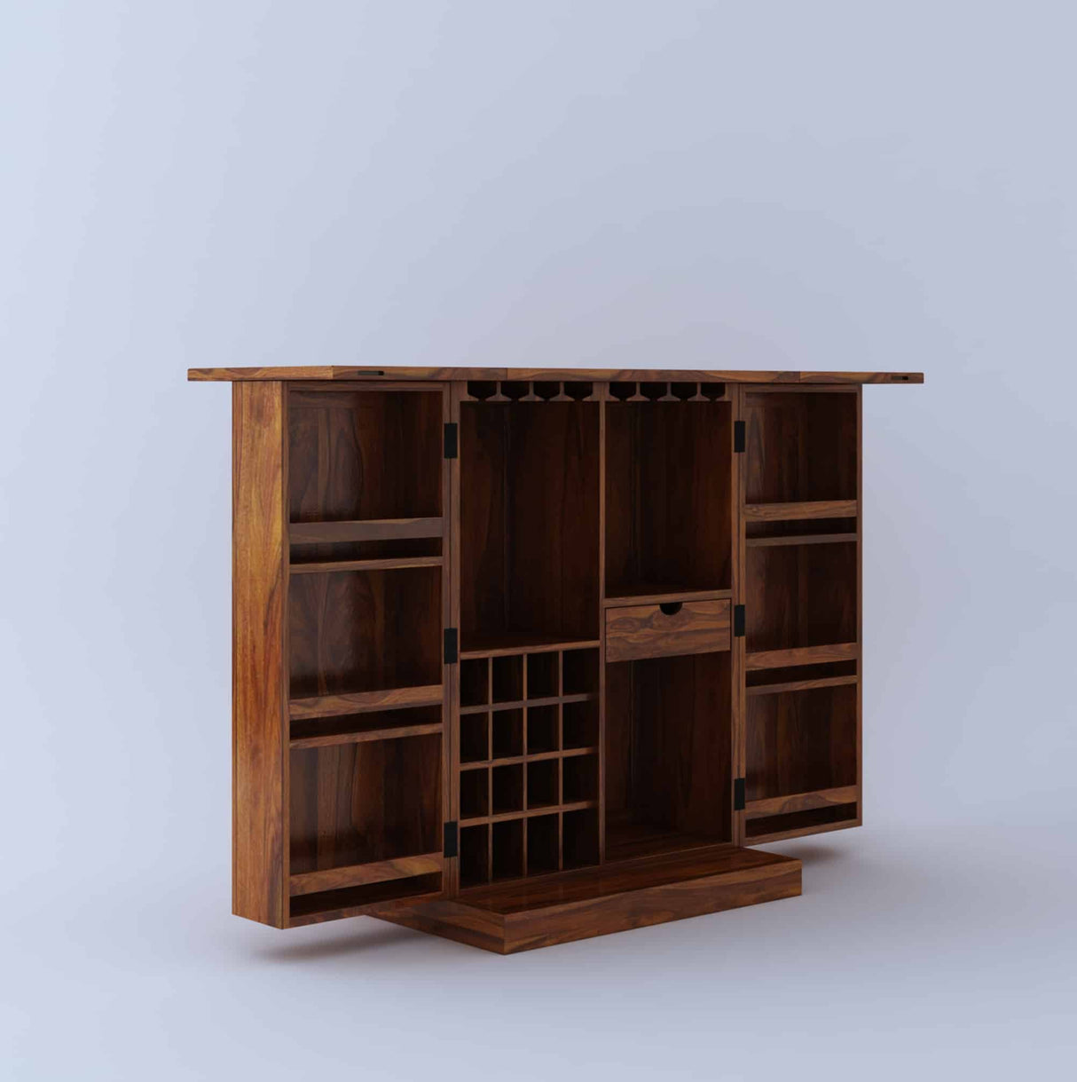 Hawser Solid Sheesham Wood Bar Cabinet - 1 Year Warranty