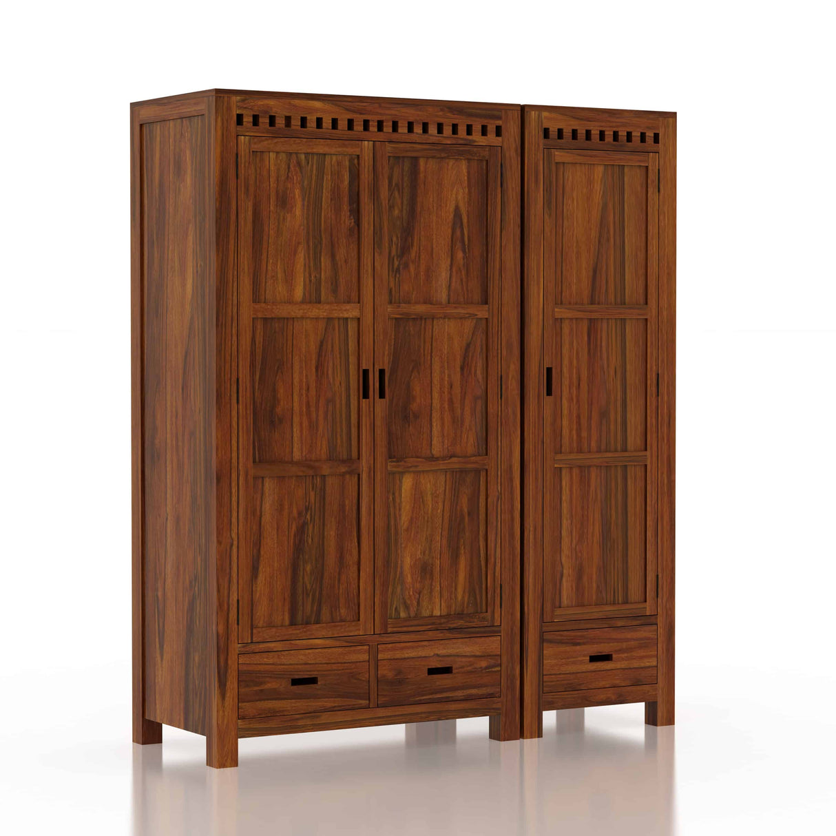 Armania Solid Sheesham Wood Dual Wardrobe/Almirah - 1 Year Warranty