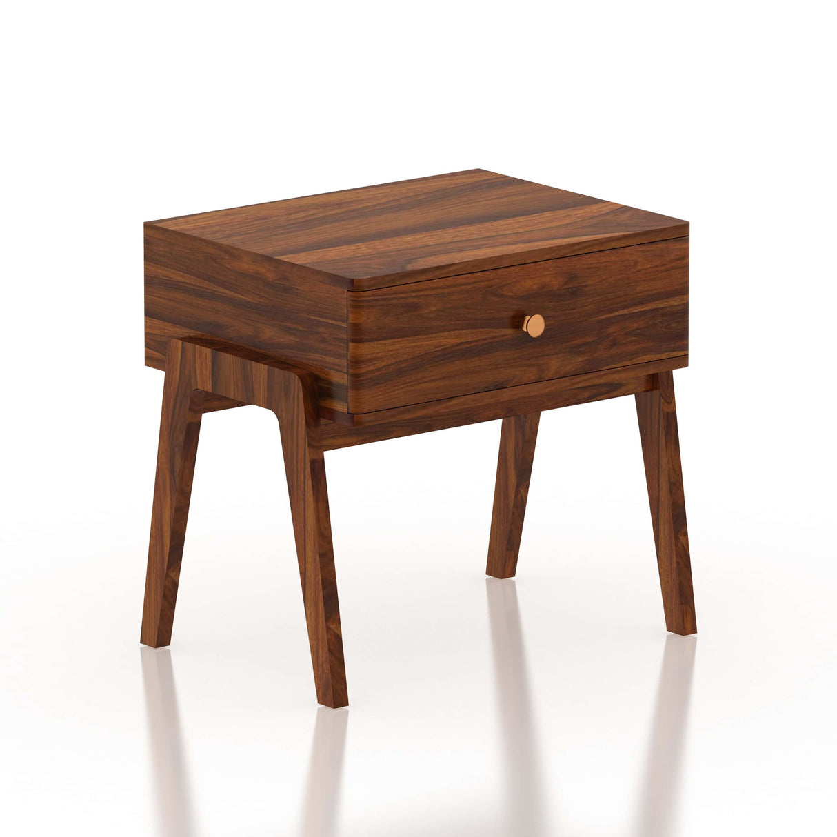 Lyon Solid Sheesham Wood Bedside Table With One Drawer - 1 Year Warranty