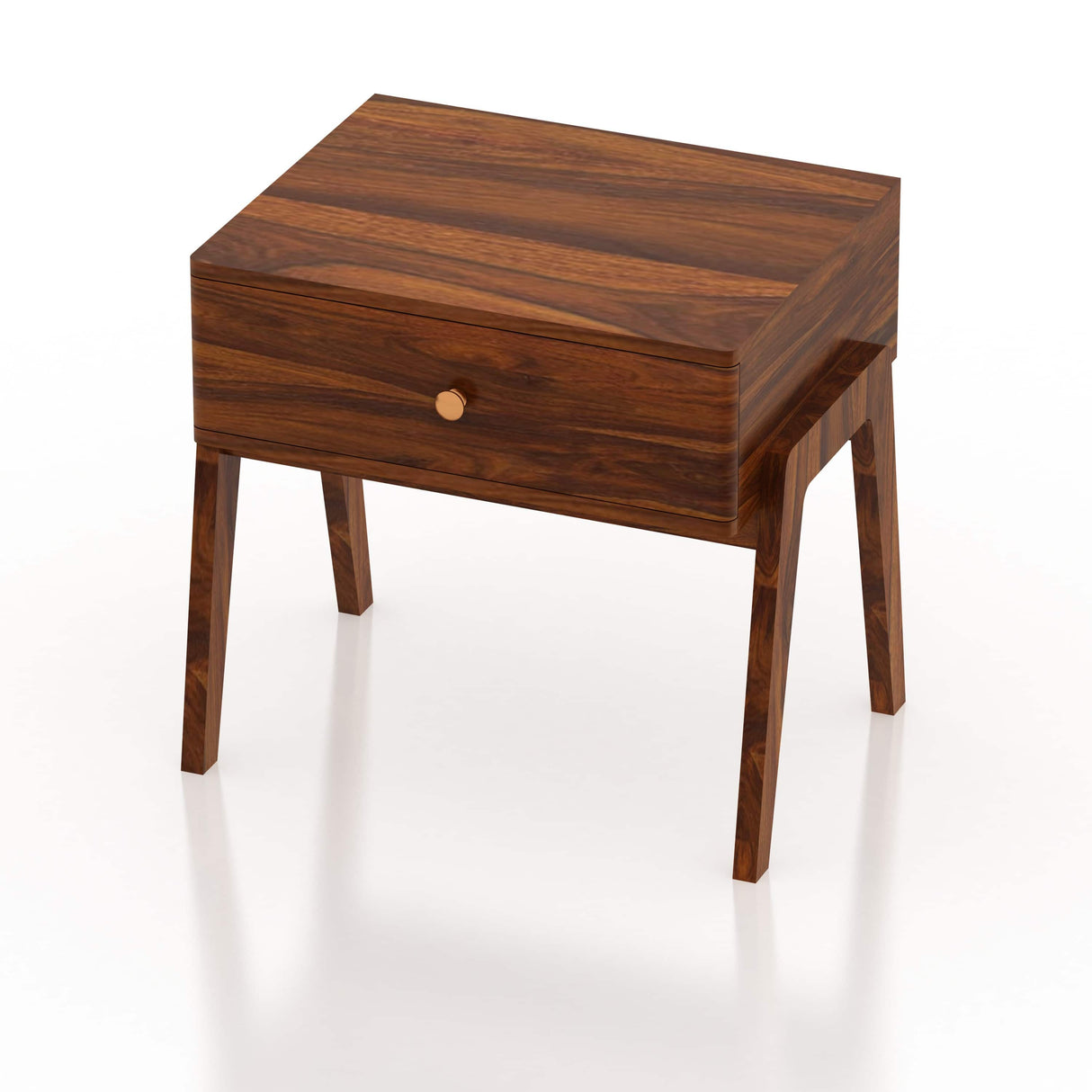 Lyon Solid Sheesham Wood Bedside Table With One Drawer - 1 Year Warranty