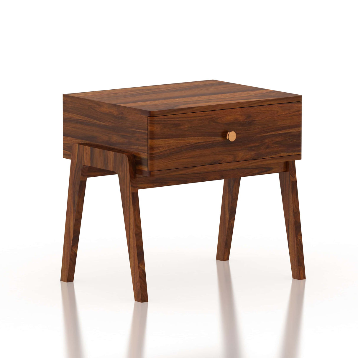 Lyon Solid Sheesham Wood Bedside Table With One Drawer - 1 Year Warranty