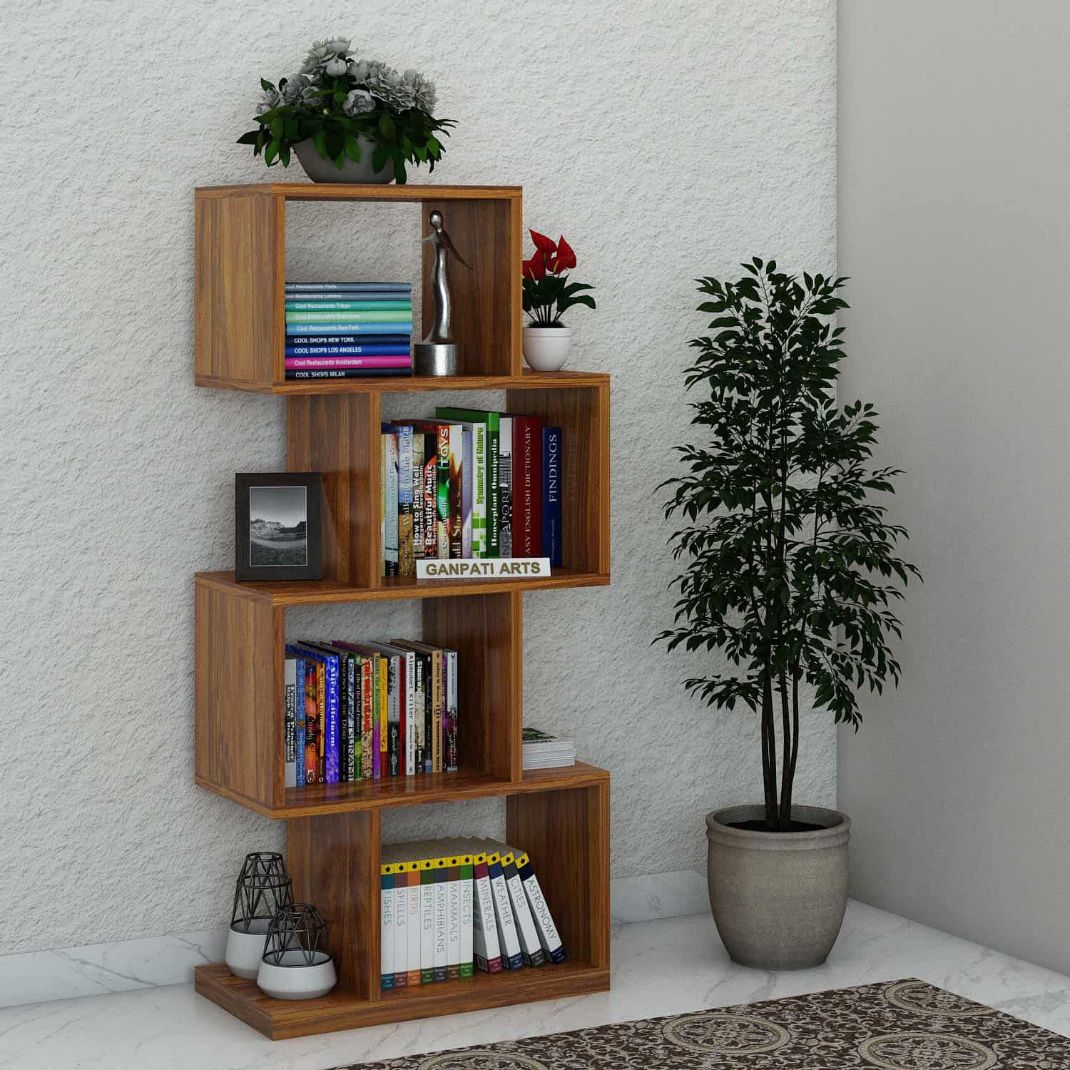 Strap Solid Sheesham Wood Bookshelf - 1 Year Warranty