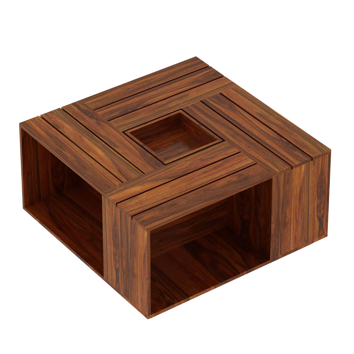 Strap Solid Sheesham Wood Coffee Table With Tray - 1 Year Warranty