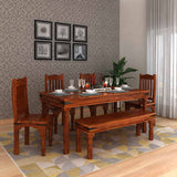 Akon Solid Sheesham Wood 6 Seater Dining Table - 1 Year Warranty