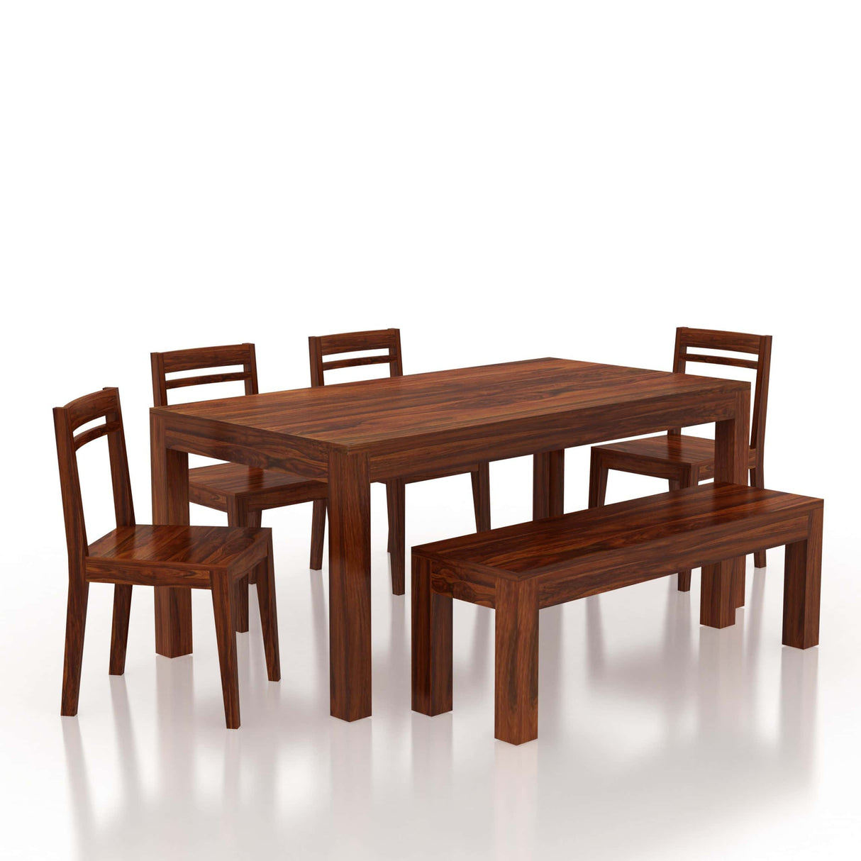 Mark Solid Sheesham Wood 6 Seater Dining Table Set - 1 Year Warranty