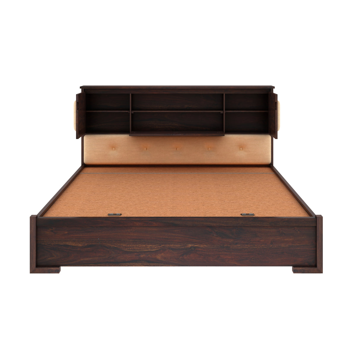 Maharaja Solid Sheesham Wood Bed with Hydraulic Box and Headboard Storage - 1 Year Warranty