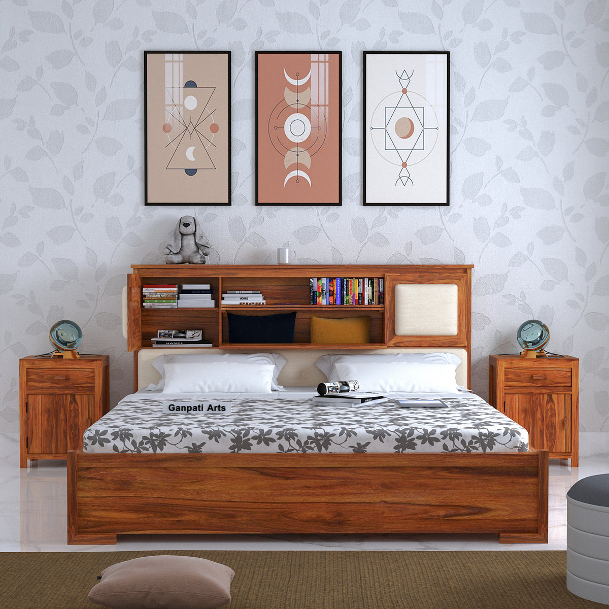 Maharaja Solid Sheesham Wood Bed with Box and Headboard Storage ...
