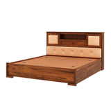 Maharaja Solid Sheesham Wood Bed with Box and Headboard Storage - 1 Year Warranty