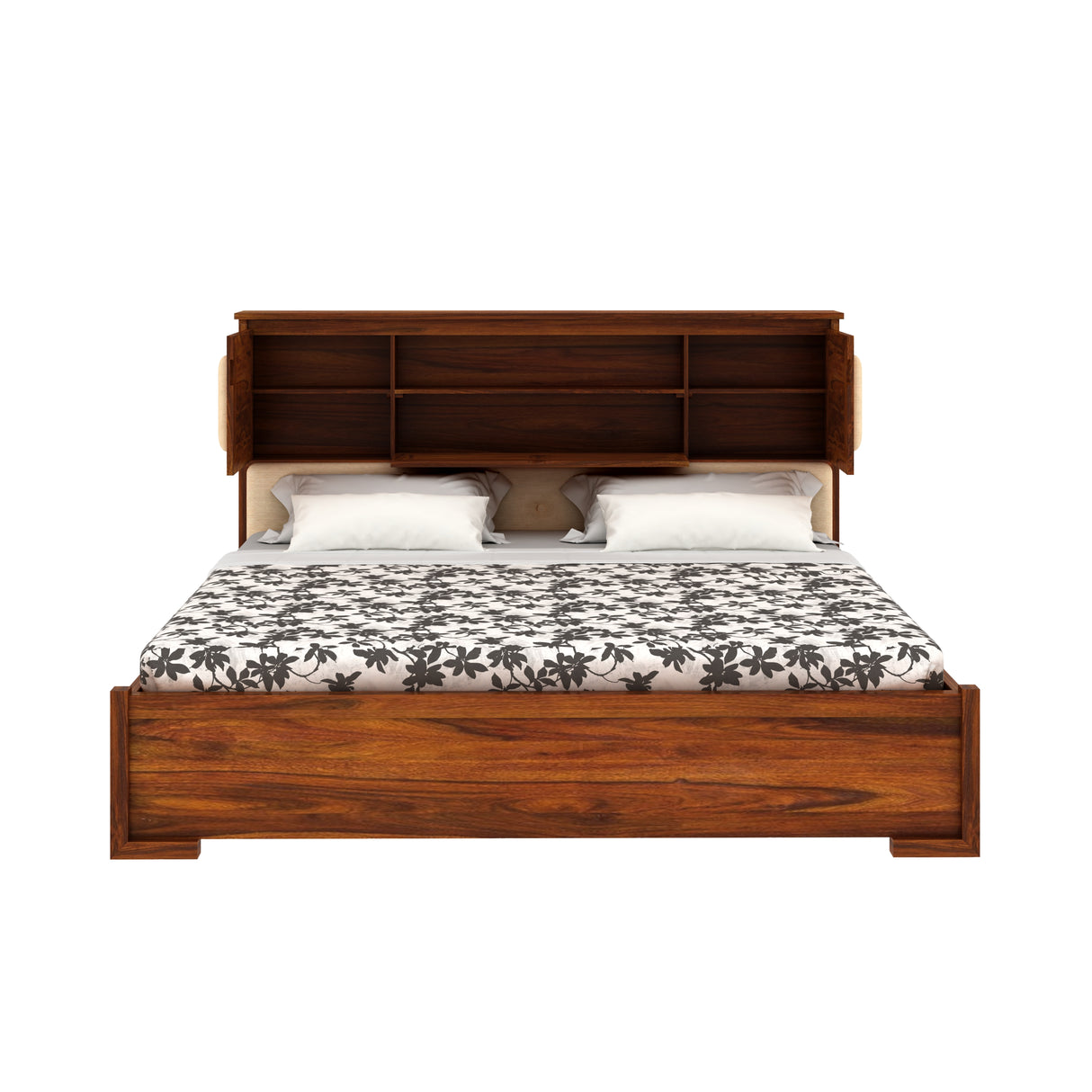 Maharaja Solid Sheesham Wood Bed with Box and Headboard Storage - 1 Year Warranty