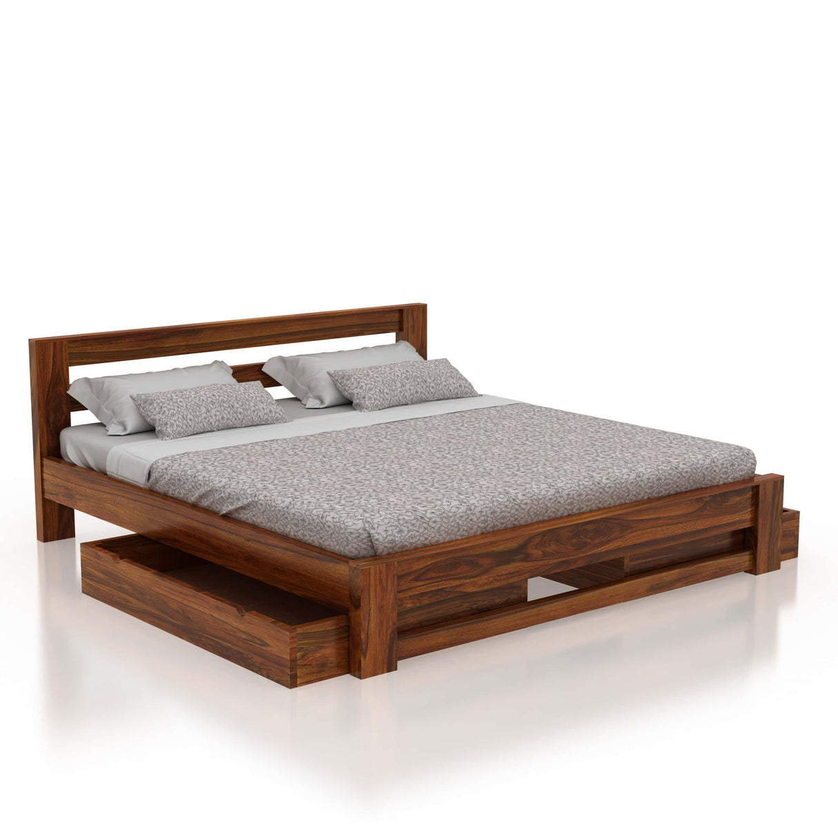 Foster Bed in Solid Sheesham Wood With Drawer Storage - 1 Year Warranty