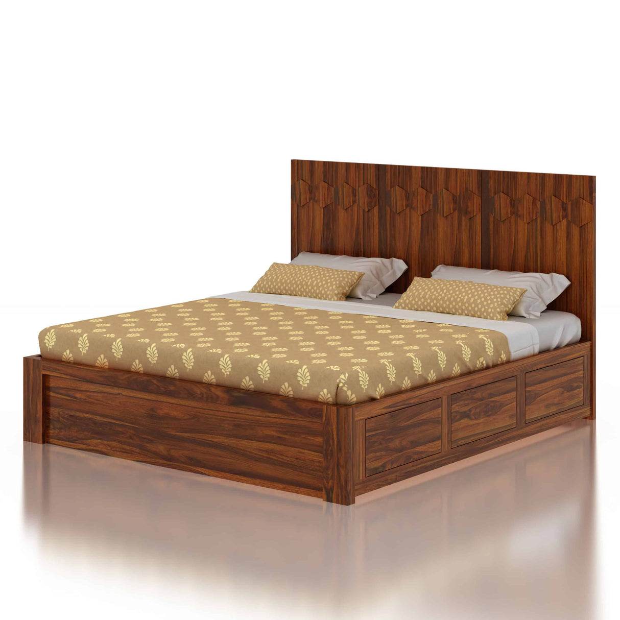 Hexa Solid Sheesham Wood Bed with Box Storage - 1 Year Warranty