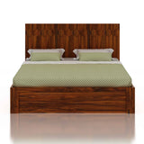 Hexa Solid Sheesham Wood Bed with Hydraulic Box Storage - 1 Year Warranty