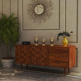 Hexa Solid Sheesham Wood Sideboard With Doors and Drawer Storage - 1 Year Warranty