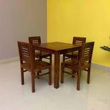 Cairo Solid Sheesham Wood Square 4 Seater Dining Table Set - 1 Year Warranty