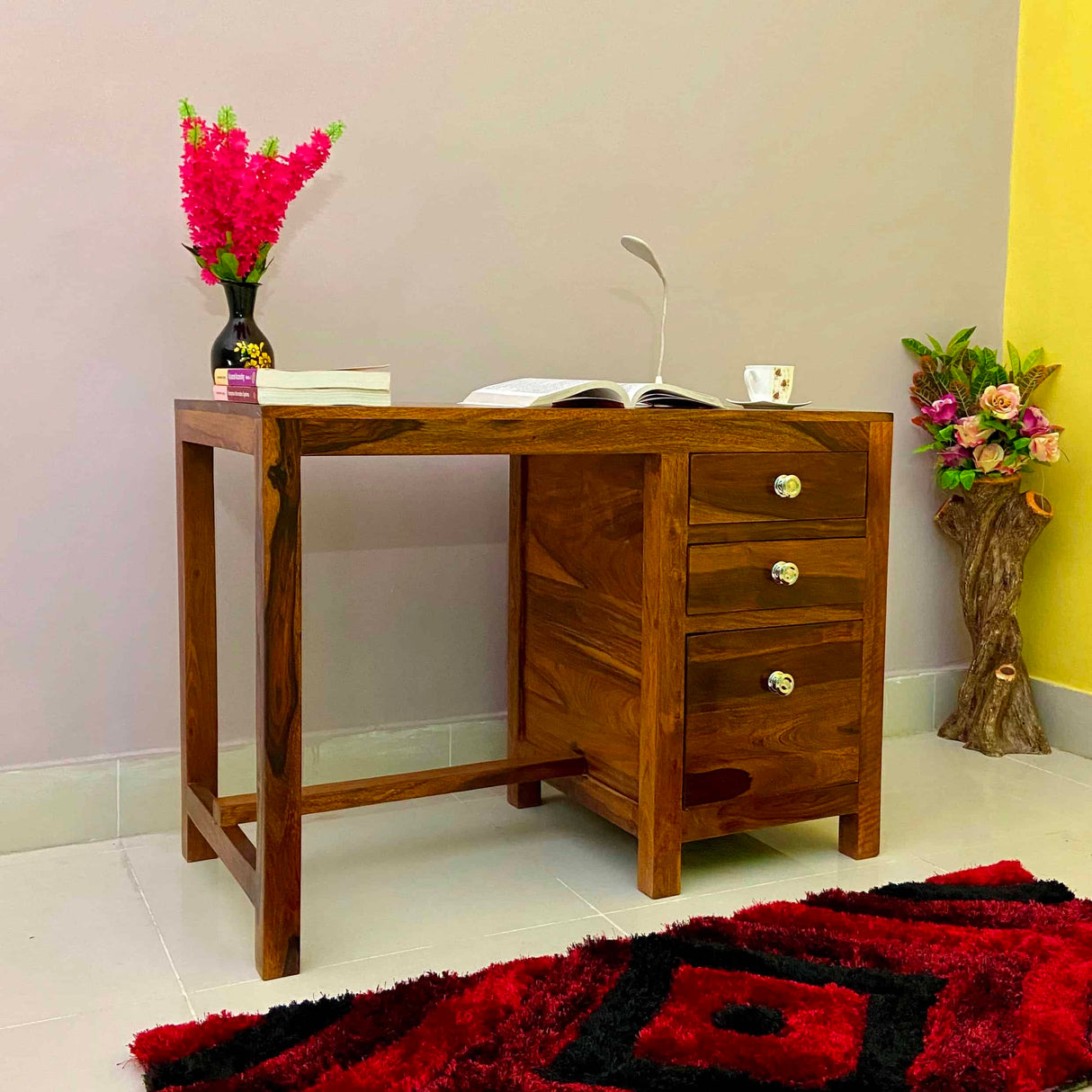 Jaipur Solid Sheesham Wood Study Table With Storage - 1 Year Warranty