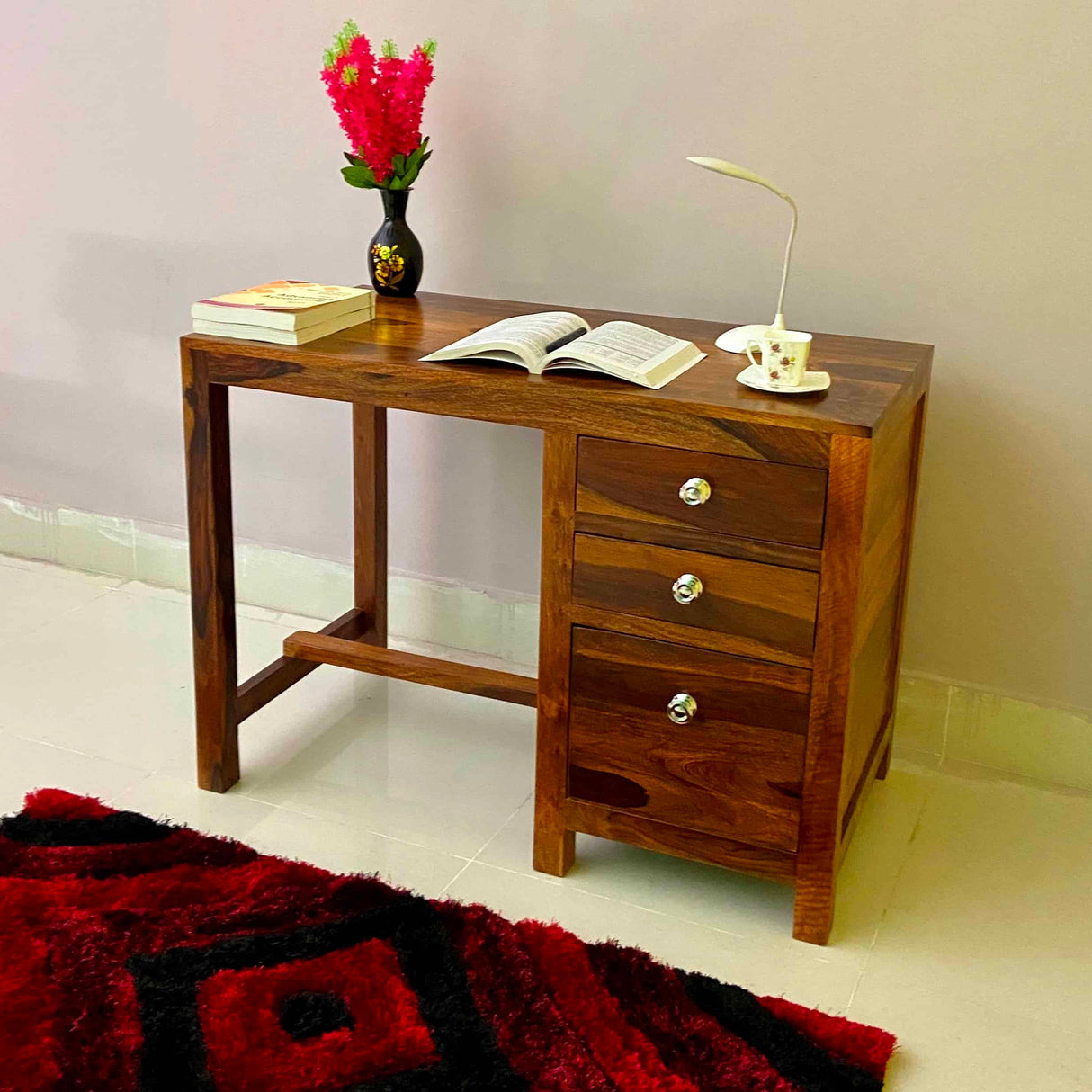 Jaipur Solid Sheesham Wood Study Table With Storage - 1 Year Warranty