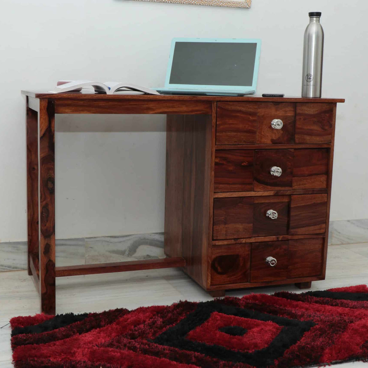 Fischer Solid Sheesham Wood Study Table With Storage- 3 Years Warranty ...