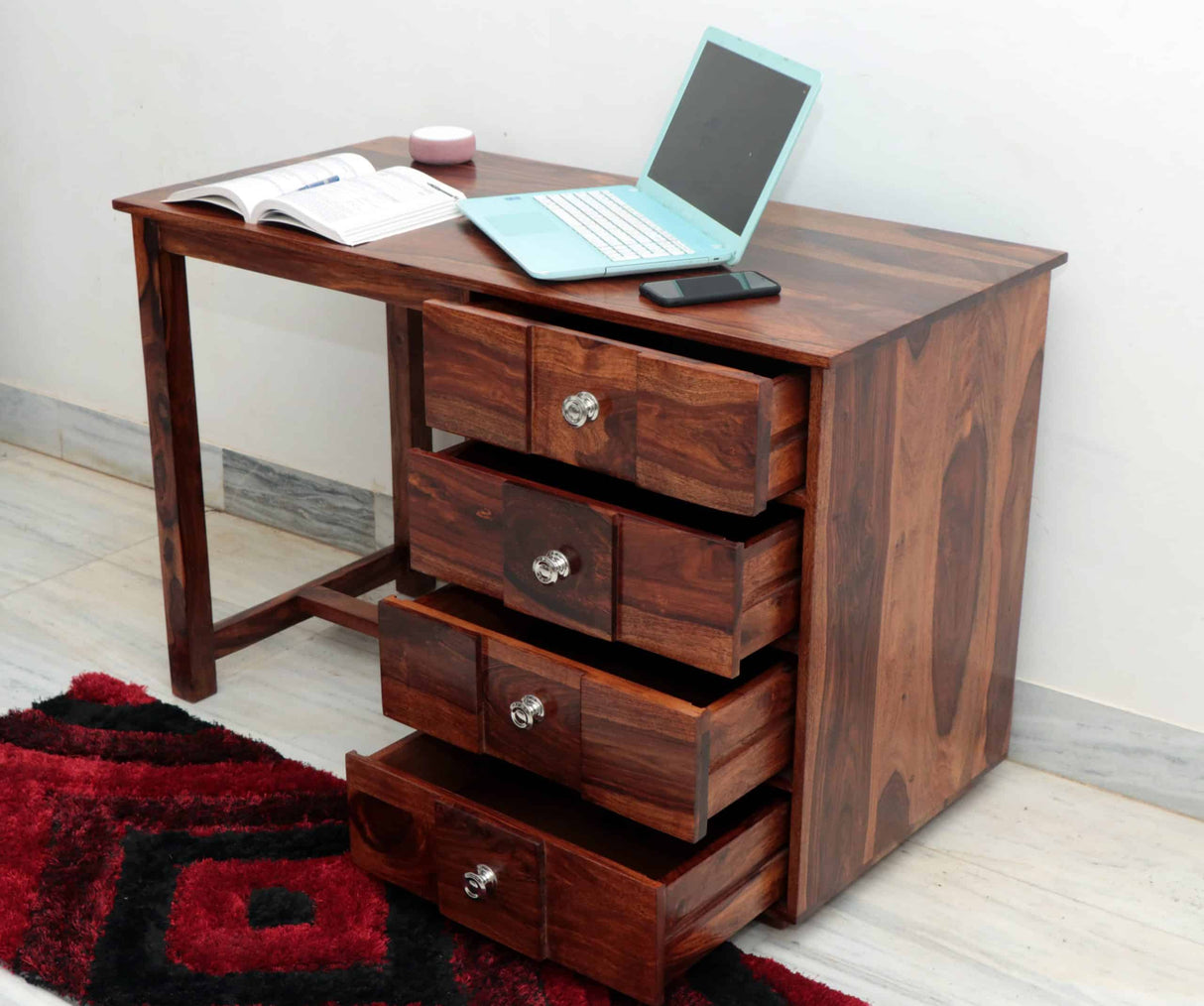 Fischer Solid Sheesham Wood Study Table With Storage