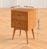 Lucia Solid Sheesham Wood Bedside Table With Two Drawer Storage - 1 Year Warranty