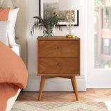 Lucia Solid Sheesham Wood Bedside Table With Two Drawer Storage - 1 Year Warranty