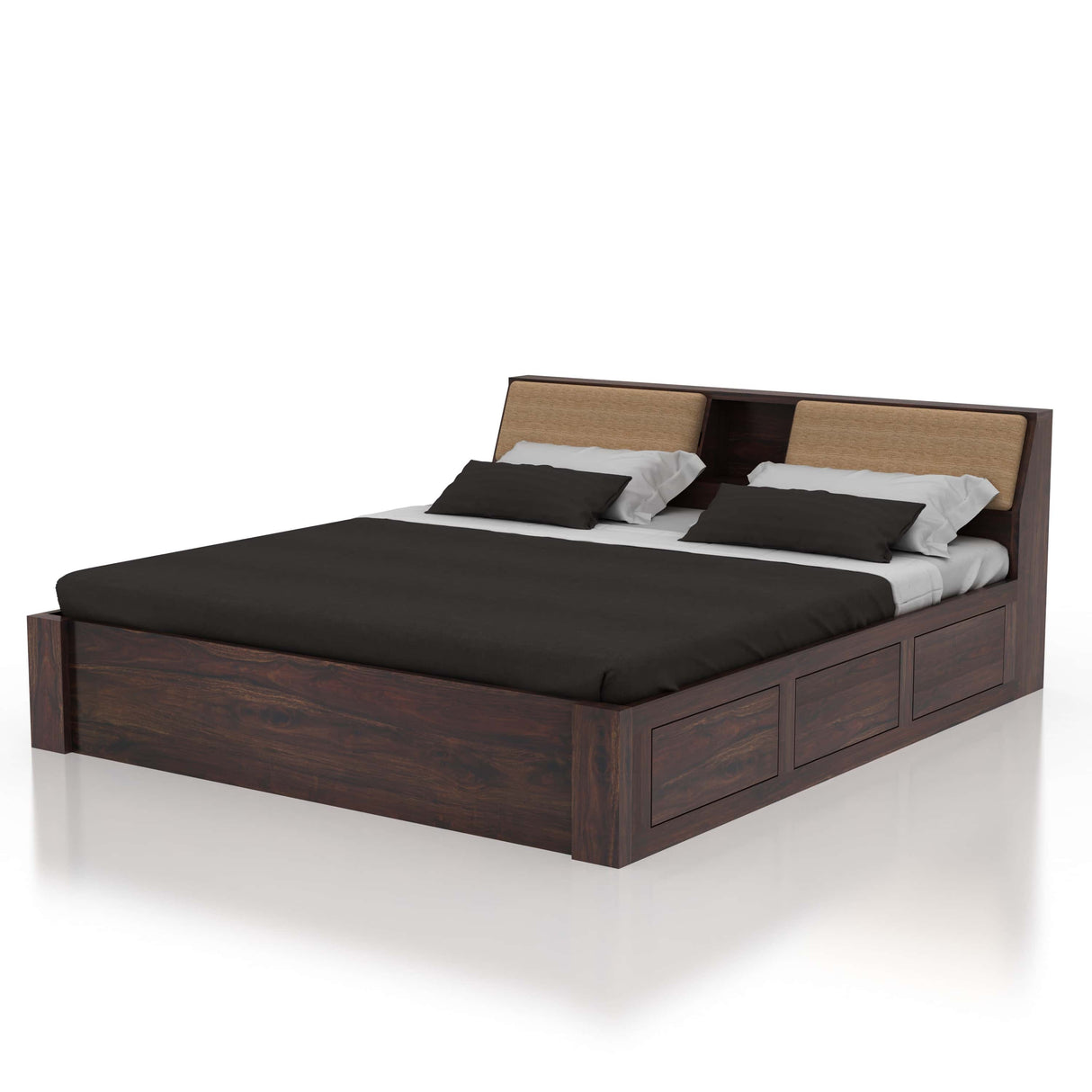 Mayor Hydraulic Storage Bed with Box Storage in Solid Sheesham Wood - 1 Year Warranty