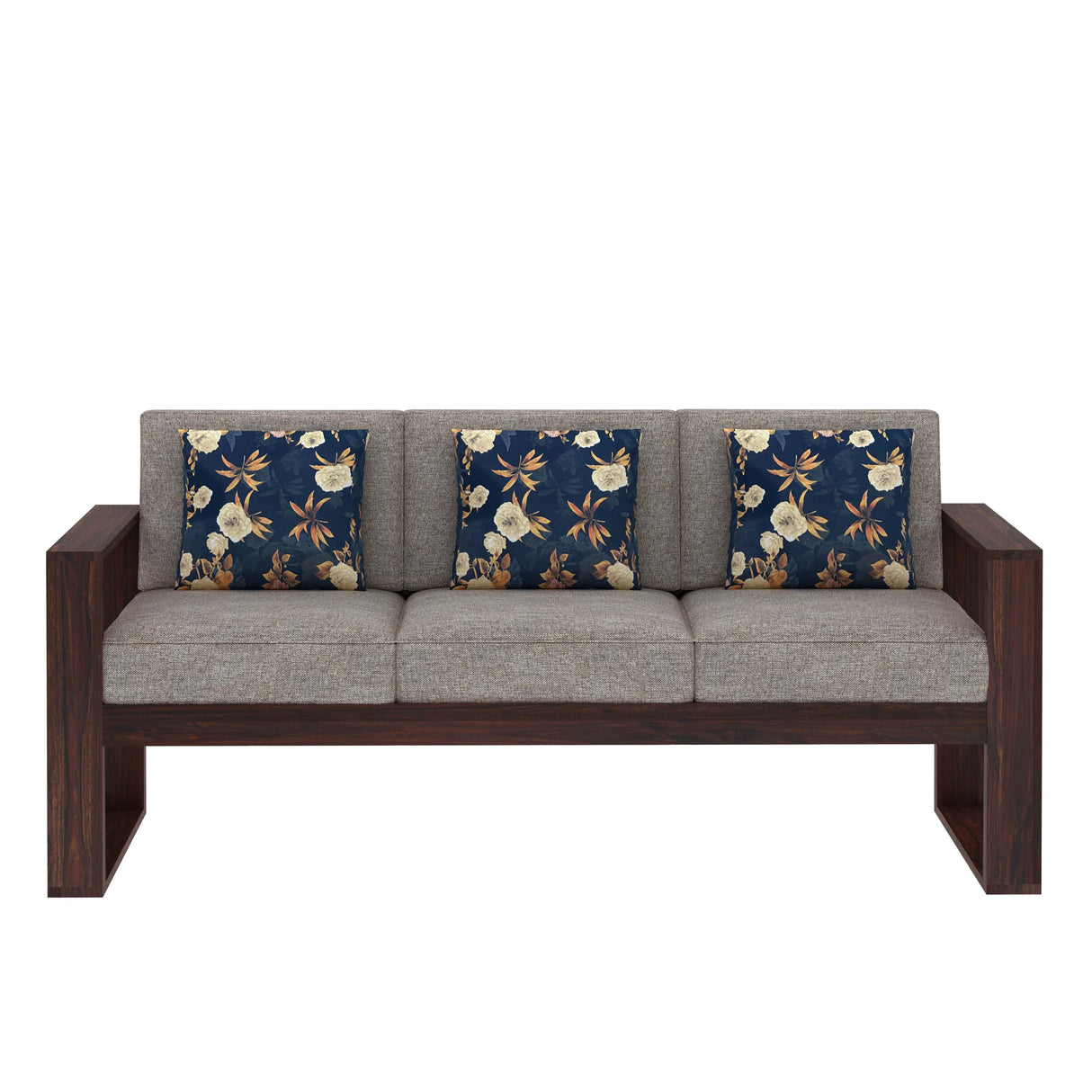 Euro Solid Sheesham Wood 3 Seater Sofa - 1 Year Warranty