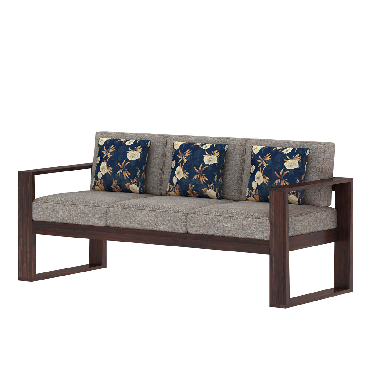 Euro Solid Sheesham Wood 3 Seater Sofa - 1 Year Warranty