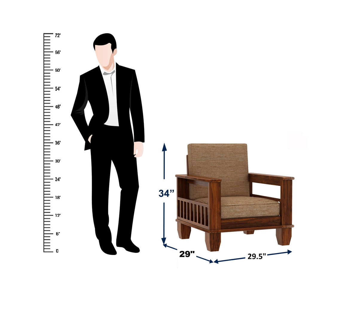 Maharaja Solid Sheesham Wood Single Seater Sofa - 1 Year Warranty