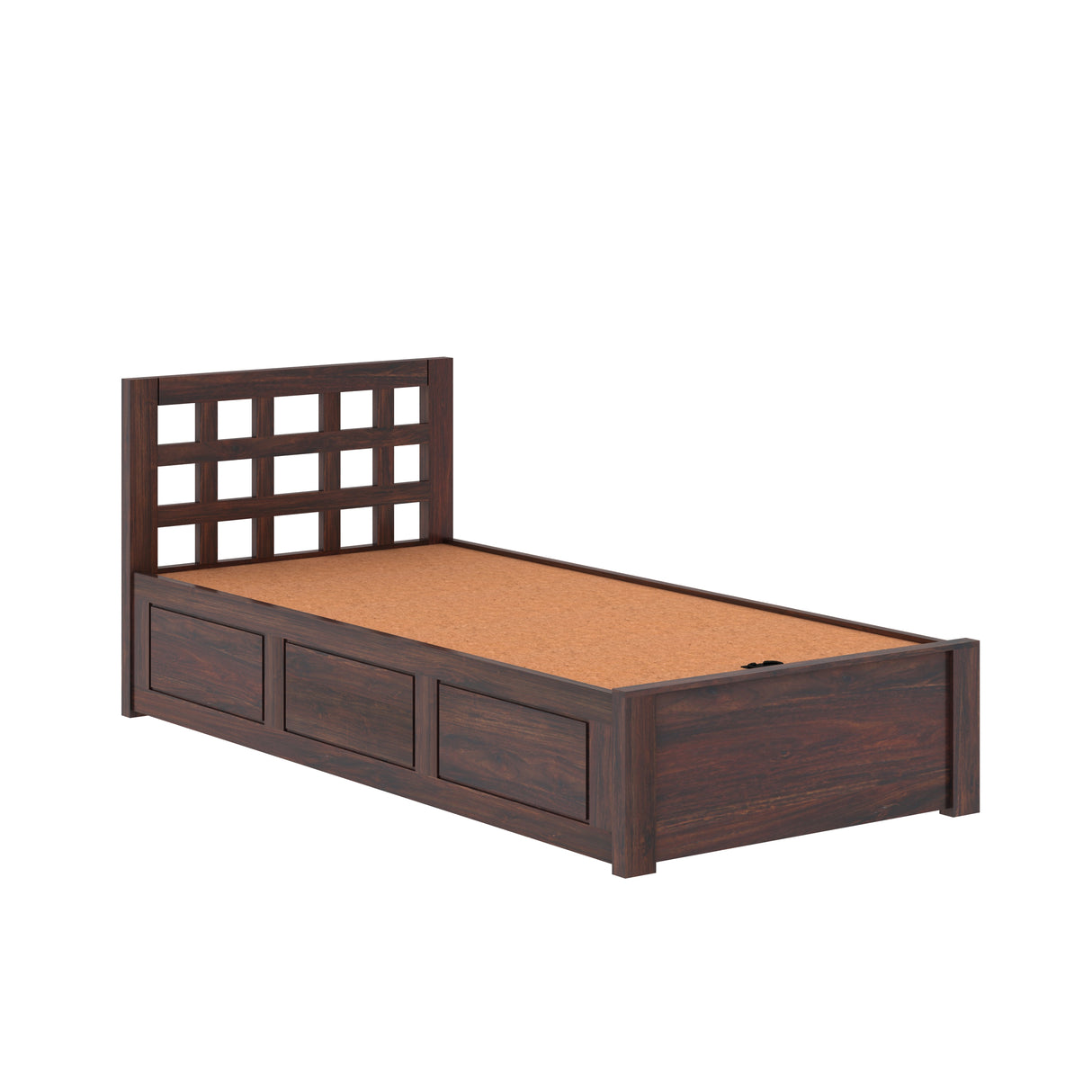 Simons Solid Sheesham Wood Single Bed With Box Storage - 1 Year Warranty
