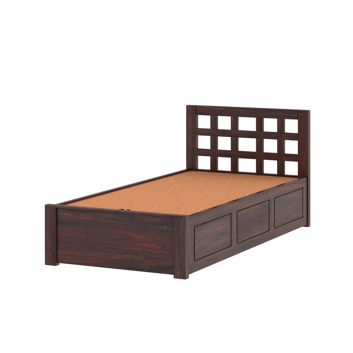 Simons Solid Sheesham Wood Single Bed With Box Storage - 1 Year Warranty