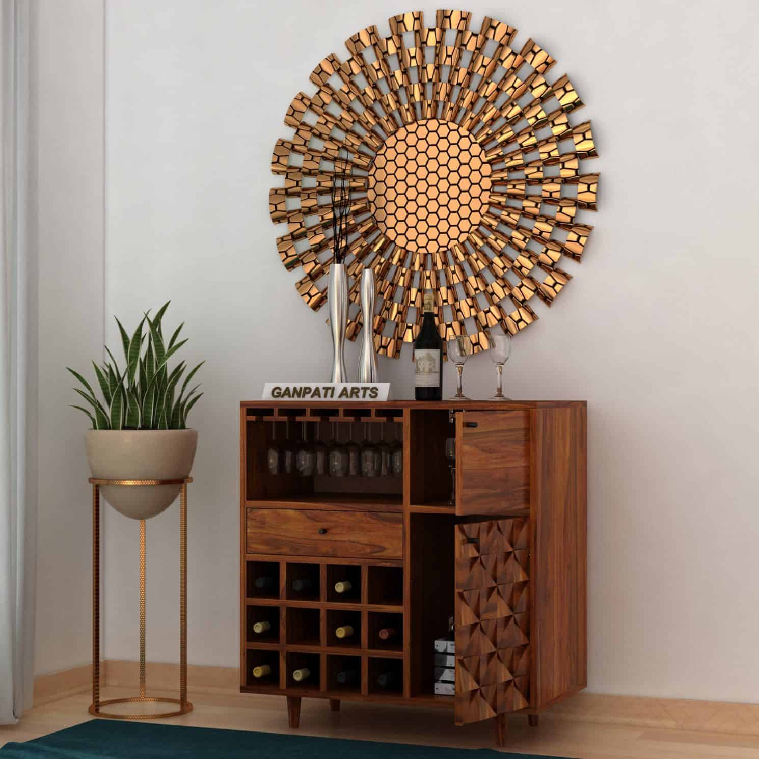 Raj Solid Sheesham Wood Bar Cabinet 1 Year Warrranty
