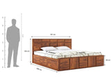 Scott Solid Sheesham Wood Bed With Hydraulic Storage - 1 Year Warranty