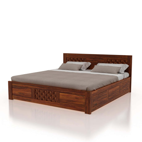 Raj Solid Sheesham Wood Full Box Storage Bed - 1 Year Warranty