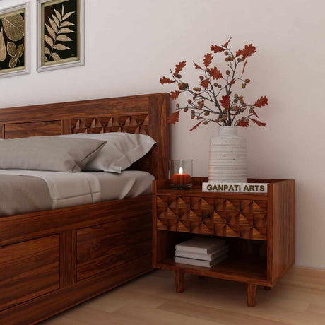 Raj Solid Sheesham Wood Bedside One Drawer Storage - 1 Year Warranty
