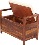 Jaipur Solid Sheesham Wood Storage Bench - 1 Year Warranty