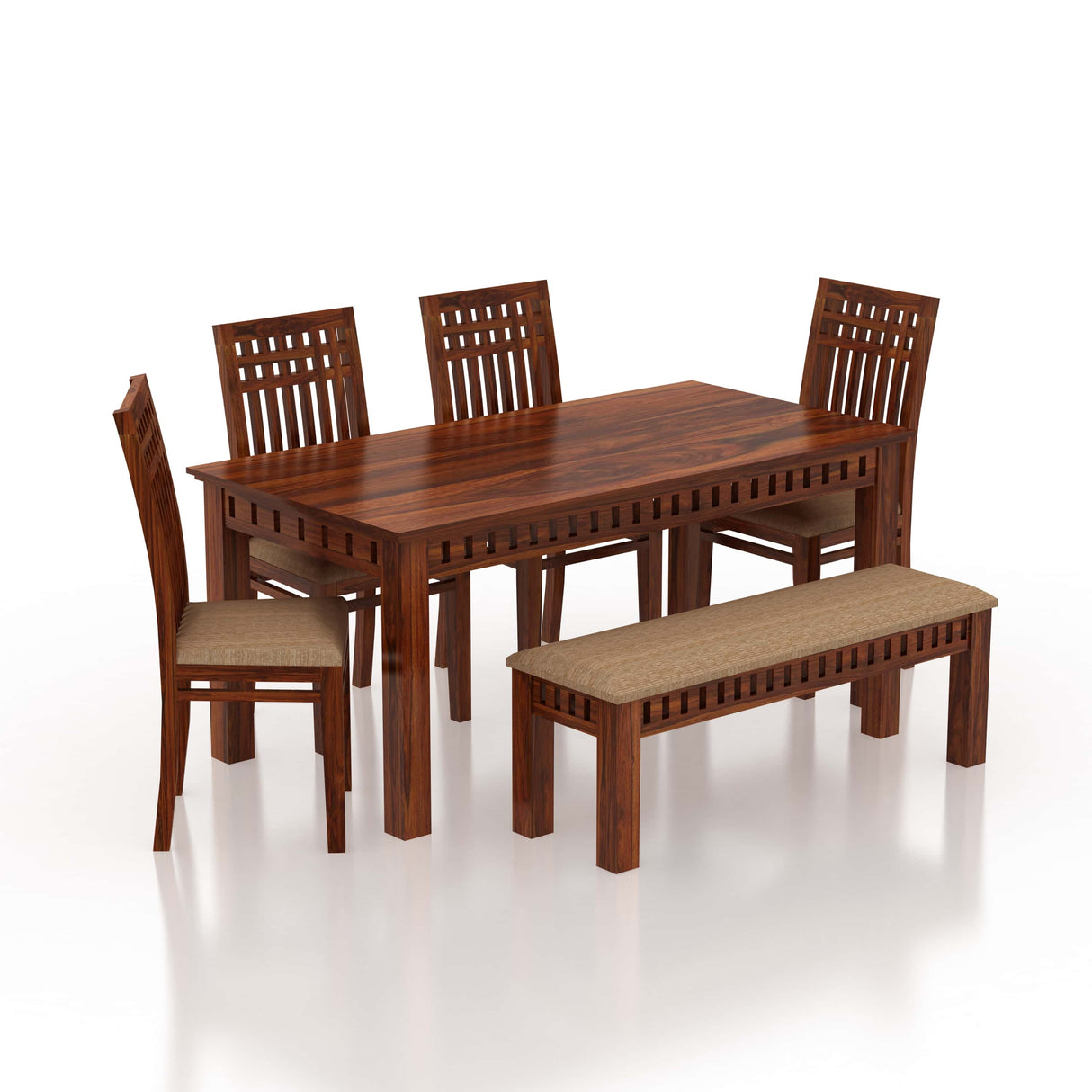 Armania Solid Sheesham Wood 6 Seater Dining Table Set - 1 Year Warranty