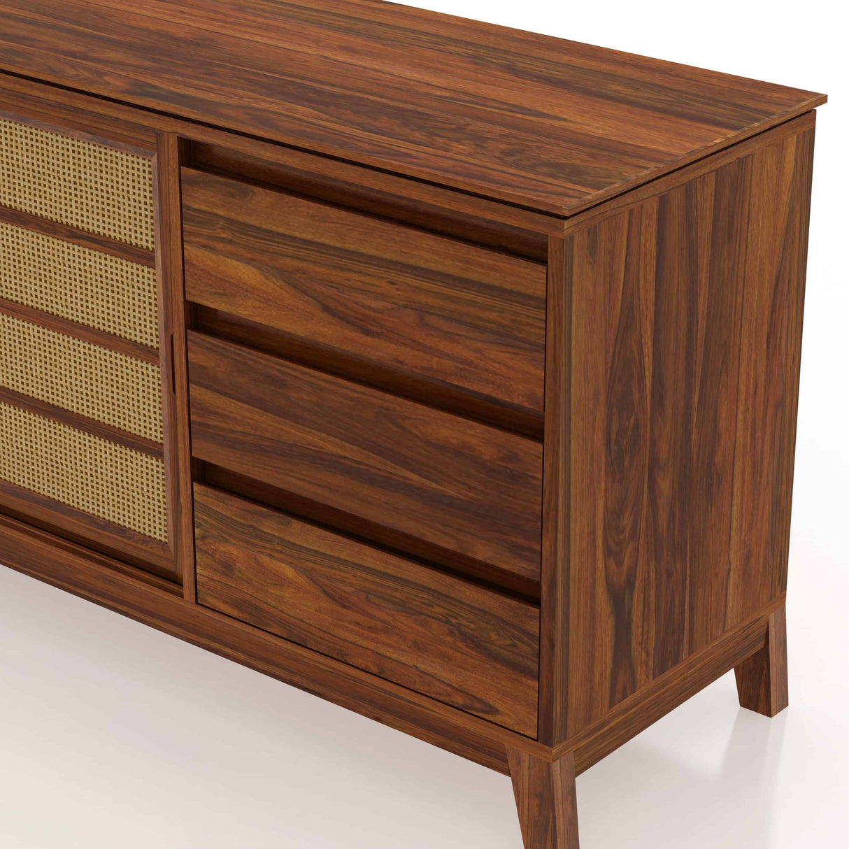 Cosmos Sliding Door CANE Sideboard in Solid Sheesham Wood - 1 Year Warranty