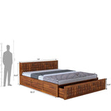 Oslo Diamond Solid Sheesham Wood Bed With Half Box and Trolly Storage - 1 Year Warranty